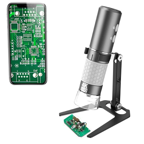 Jiusion WiFi USB Digital Handheld Microscope, 50 to 1000x Wireless Magnification Endoscope 4K 3840x2160P Camera 8 LEDs with Metal Stand for iPhone iPad Android Mac Windows Linux Chrome