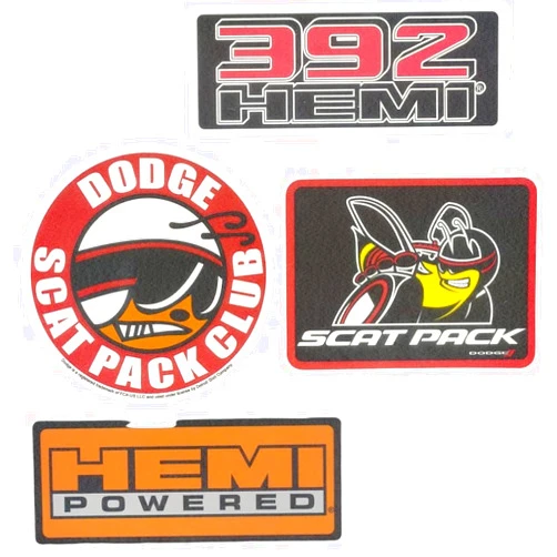 Mopar 4-pack Dodge Scat Pack and HEMI Vinyl Stickers Made in Detroit