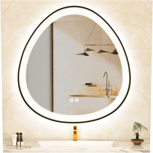 S'bagno 32 Inch LED-Bathroom-Mirror-with-Black-Frame, Lighted-Bathroom-Mirror-Brightness-Dimmable, Anti-Fog, 3 Lights Colors, Wall-Mounted-LED-Mirror-for-Bathroom with Smart Touch Button