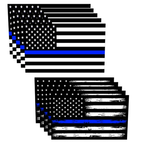 GRIT KULTURE GRITKULTURE 5.1 Inch X 3 Inch Thin Blue Line US Flag Decal Stickers Pack of 10 for Trucks Cars American Flag Black American Flag Back The Blue Decals Car Stickers Bumper Stickers