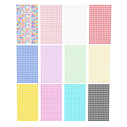 Buylorco 3120pcs 6mm Self-Adhesive Rhinestone Stickers Gem Stickers Jewels Crystal Embellishment Sheet for Crafts DIY Card Making (12 Sheets)
