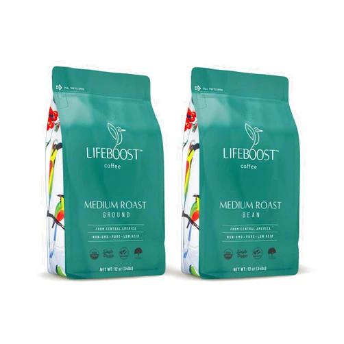 Lifeboost Coffee Whole Bean & Ground Coffee - 2 Pack Bundle - Low Acid Medium Roast x 2