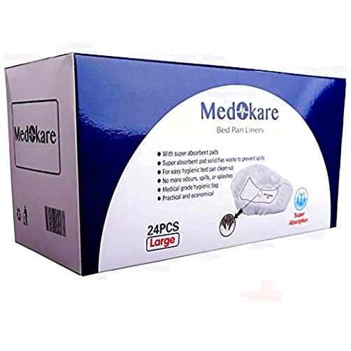 Medokare Disposable Bedpan Liners Bags – Bed Pan Liners with Super Absorbent Pad, Medical Grade Disposable Potty Liners, Bedpan Cover Bags, Hospital Sanitary Bags for Bedpans for Women Men or Adults