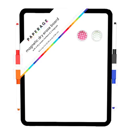 PAPERAGE Dry Erase Board 8.5 X 11 inch Magnetic Whiteboard with 4 Markers and 2 Magnets with Black Frame. Use for School, Home, Office, Remote Learning. Easy to Hang on Walls or Magnetic Surfaces.
