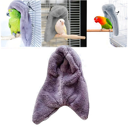 BuerKeo Corner Fleece Bird Blanket for Cage, Cozy Bird Bed Warmer Parrot House Cage Hanging Hammock Toy, Small Animals Shelter Plush Bedding, Cuddle Nest Hanging Toy for Parakeet Cockatiel Conure Lovebirds(M)