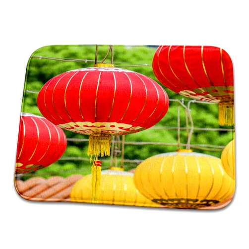 3dRose Bathroom Bath Rug Mat - Chinese Lanterns at SIK SIK Yuen Wong Tai Sin Temple, Kowloon, China. Places