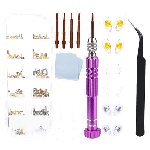STPCTOU Upgraded Magnetic Eyeglass Repair Toolkit with Storage Case, Eyeglass Repair Screw Set with Screwdriver, Eyeglass Screws, Nose Pads Ear Pads and Tweezers for Repairing Many Types of Eyeglasses