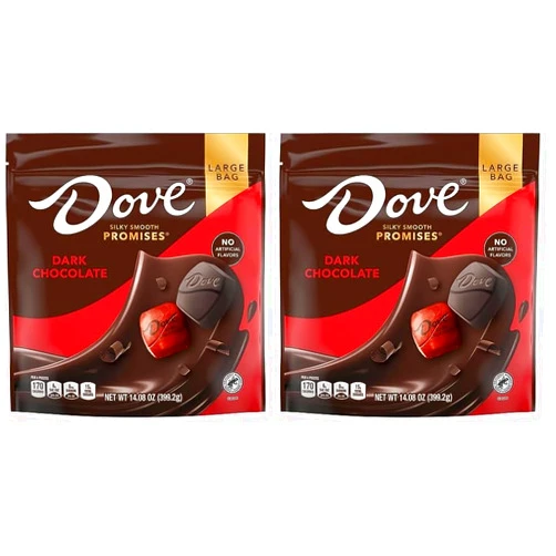 DOVE PROMISES Valentine's Day Individually Wrapped Dark Chocolate Candy Assortment, 15.8 oz Bag (Pack of 2)