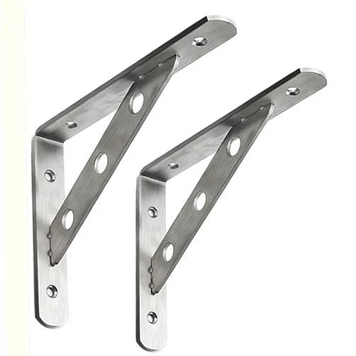 AmericFengBao Heavy Duty Shelf Bracket,Welded Bracket,Shelf Support Corner Brace Joint Right Angle Bracket,6''x4'',L Shaped Wall Shelf,150X110mm,J5301-2P,Brushed Finish 1 Pair(6 inches), silver tone