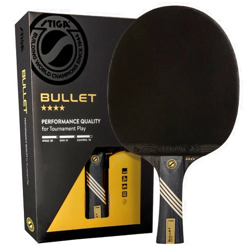 STIGA Bullet Ping Pong Paddle – 5-ply Extra Light Blade – 2mm Premium Sponge – Flared Handle for Masterful Grip – Performance Table Tennis Racket for Competitive Play