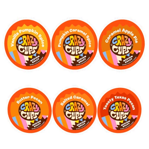 Crazy Cups Fall Coffee Pods Variety Pack for Keurig K Cup Coffee Maker, Single Serve Fall Flavor Coffee Pods, Seasonal Favorites Fall Blend Sampler, 50 Count