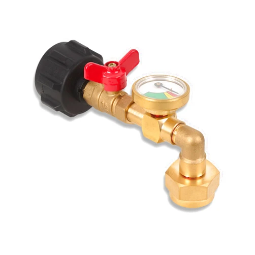 Cybring Brass Propane Refill Adapter for 1 lb Tanks with Guage Convert 20 lbs LPG Tank to 1lb Propane Cylinder