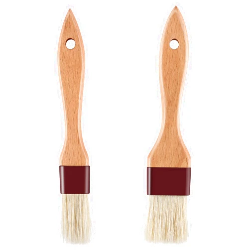 Saizone 1 inch & 1.5 inch Pastry Brush Natural Boar Bristle Basting Brush Kitchen Oil Brush with Beech Wooden Handle and Hanging Rope String Grill BBQ Sauce Baster Baking Cooking Marinade Brushes (Pack of 2)