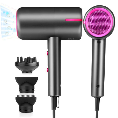 Xpoliman 1875 Watt Hair Blow Dryer with Comb Diffuser& Concentrator, Negative Ionic Lightweight Portable Hairdryer for Travel, Professional Fast Drying Salon Blow Dryer for Curly Hair- Grey