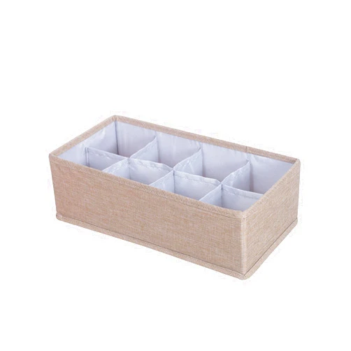 SANYGE Fabric Uderwear Bra Storage Box Underwear Organizing Box Underwear Socks Dividing Storage Box Drawer Organizer Khaki 8 tiles