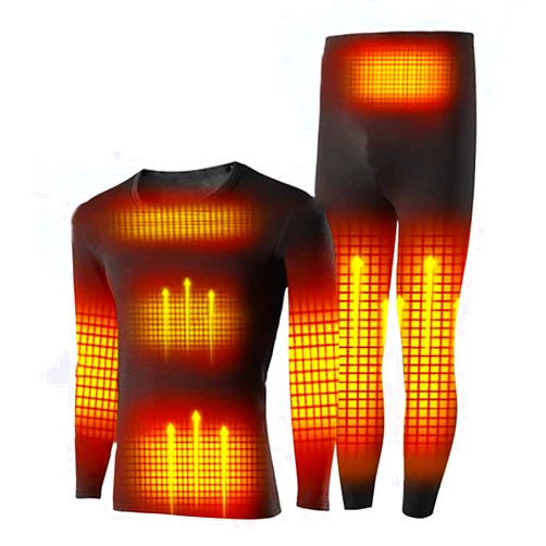 MLKJXD BJ&HH Men's Thermal Underwear Suit USB Electric Heating Long-sleeved Eight-zone App to Intelligently Adjust The Temperature,L Black