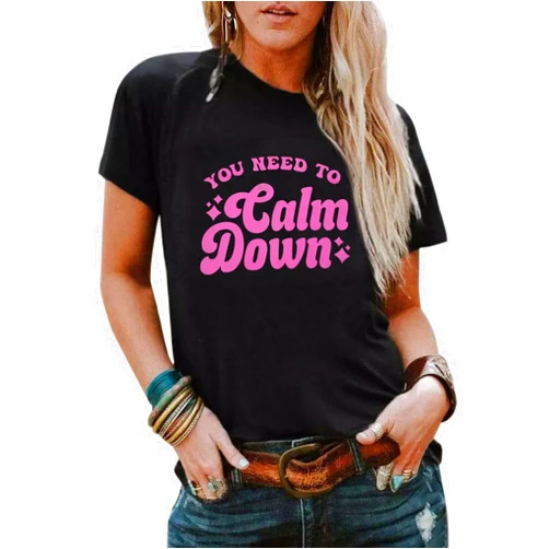 You Need to Calm Down Shirts for Woman Country Concert Tops Music Lovers Short Sleeve Tees LGBTQ Pride Gift Tops
