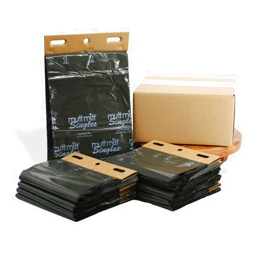 Mutt Mitt® Singles Dog Waste Header Bags multi-product listing - 1,000 Mutt Mitt® Singles Bags perfect for 2 Dog Waste Stations - Single-Ply, thick bag with a bottom gusset, for safer, easier pick-up