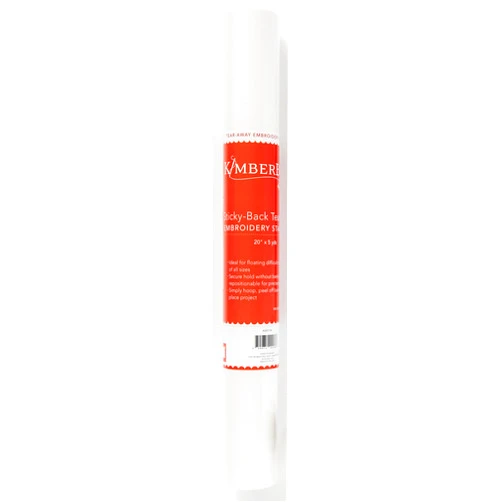 Kimberbell Tear Away Stabilizer - Sticky Back Medium Weight, 20”x5 Yard Roll, Cut into Variable Sizes - for Machine Embroidery, Hand Sewing, Quilting, Piecing Projects, Appliqués, Crafting & More!