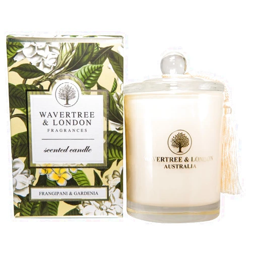 Wavertree & London Organic Frangipani Gardenia Scent Soy Wax Candle | Non Toxic 100% Cotton Wick Triple Scented Pure Natural Soy Wax Candles, Hand Poured in Australia | 60 Hours Burning Time, 11.66 Oz