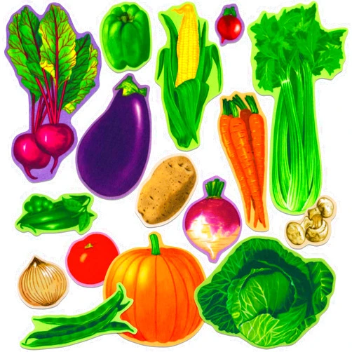 Little Folk Visuals Vegetables Precut Flannel/Felt Board Figures, 16 Pieces Set