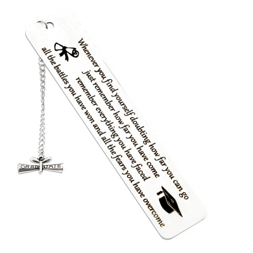 Feimeng jewelry Graduation Bookmark 2024 - Stainless Steel Book Marks with Tassel for Book Lover Gifts, Graduation Gifts for Her/Him, 5th, 8th Grade, High School Seniors College Students (SQ0664)