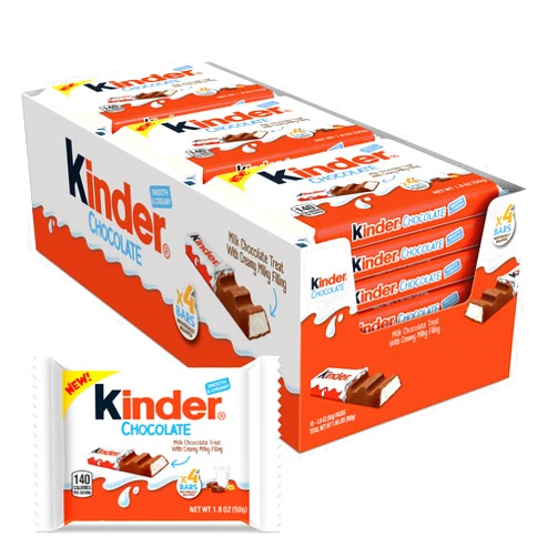 Kinder Chocolate, 18 Four Count Packs, Milk Chocolate Bar with Creamy Milky Filling, Individually Wrapped Candy, 1.8 oz Each