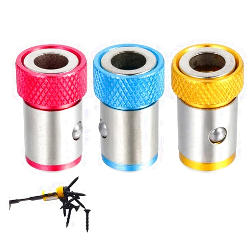 Bestgle 3pcs Removable Screwdriver Bits Magnetic Ring Screw Catcher Holder Metal Strong Magnetizer for 1/4 Inch Hex Shank Double End Screwdriver Bits
