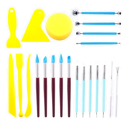 Swpeet 22Pcs Modeling Clay Sculpting Tools Kits, Ball Stylus Tool, Pottery Tools, Rubber Tip Pens, Plastic Clay Tools,Clay Needle for Making Modeling Clay Cake Fondant Decoration