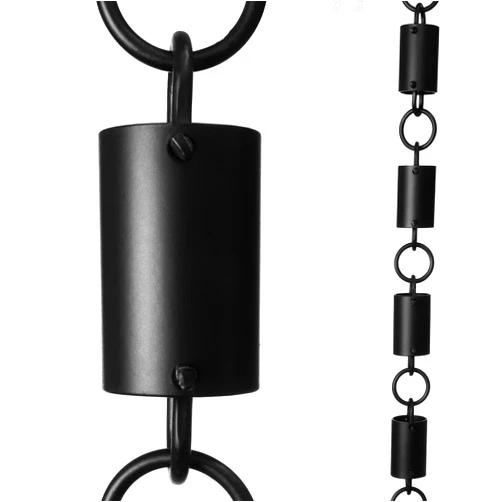Monarch Rain Chains 18108 Aluminum Cylinder Rain Chain, 8-1/2 Feet Length Replacement Downspout for Gutters, Black Powder Coated