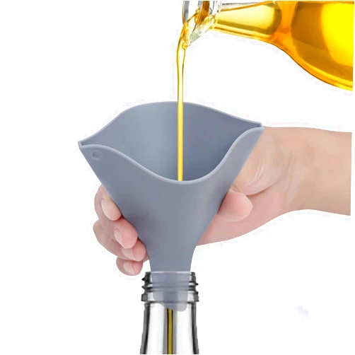 Tinkeep Fan-Shaped Silicone Funnel for Filling Bottles Collapsible Funnel for Kitchen Foldable Funnel for Water Bottle Liquid Transter Food Grade Funnel for Powder Gray 2pack