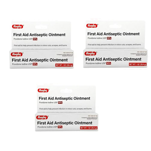 Major Pharmaceuticals Povidine Iodine USP First Aid Ointment for Cuts, Scrapes and Burns, 3 Count