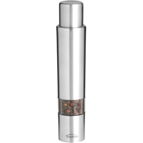 Trudeau Stainless Steel One-Hand Thumb 6 Inch Pepper Mill