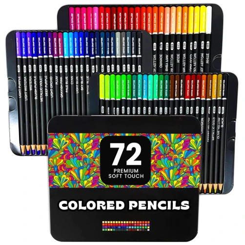 HIPPIE CRAFTER Color Pencils, 72 Colored Pencils for Adult Coloring Books, Professional Artist Set, Premium Soft Pencil Colors for Drawing, Sketching, and Art Supplies for Beginners and Kids