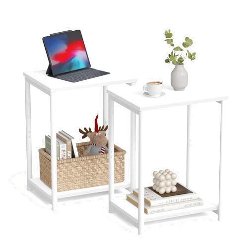 VASAGLE Side Tables Set of 2, Small End Table, Nightstand for Living Room, Bedroom, Office, Bathroom, White ULET272W14