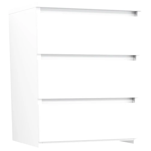 FOTOSOK White Nightstand with 3 Drawers, White Bedside Table Night Stand for Bedroom with Cut-Out Handle, Sofa Side Table 3 Drawer Nightstand for Bedroom, 17.7W*15D*21.7H