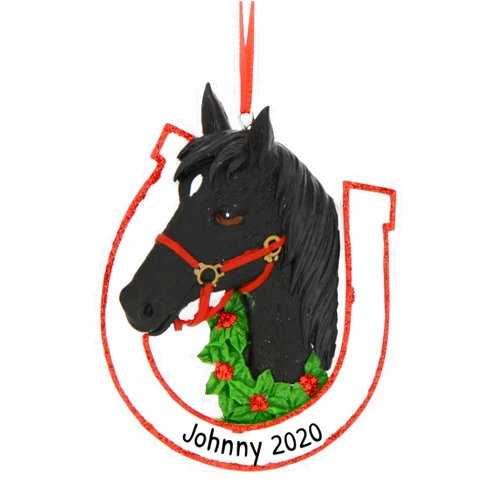 Ornaments by Elves Personalized Horseback Riding Ornament 2024 - Equestrian Christmas Ornaments Ranch Christmas Ornament Horse Ornament Equine Gifts for Horse Lovers Black Horse - Free Customization