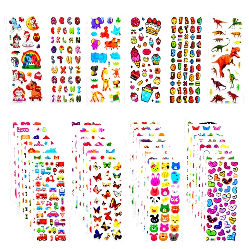 Habett 3D Stickers for Kids & Toddlers, 920+ 3D Puffy Stickers 36 Different Sheets Including Animals, Letters, Numbers, Dinosaurs, Cars and More for Boys, Girls, Teachers, Reward, Craft Scrapbooking