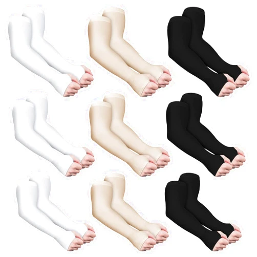 Janmercy 9 Pairs Elder Skin Protector Sleeves Thin Skin Arm Sleeve Bruise Protective from Abrasions Tear Sun Exposure Compression Bruising Arm Protection Sleeve for Men Women