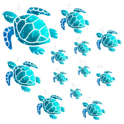 EupHHonycs 12 PCS Sea Turtle Wall Decals Decor, Ocean Turtle Vinyl Stickers Sea Turtle Bathroom Decor 12 Sizes Ocean Bathroom Sticker Turtle Stickers for Home Office Nursery Room Toilet (Blue Green)
