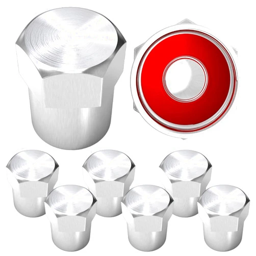 SAMIKIVA Brass Rubber Seal Tire Valve Stem Caps, Dust Proof Covers Universal fit for Cars, SUVs, Bike and Bicycle, Trucks, Motorcycles Flat Top (Silver (8 Pack))