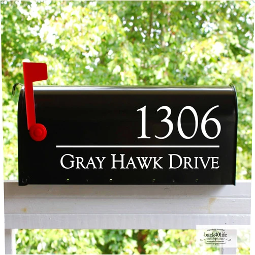 Back40Life Personalized Mailbox Numbers - Custom Reflective Vinyl Decal for Street Address - Decorative House Numbering - Gift 3DY - Back40Life (Classic Offset)