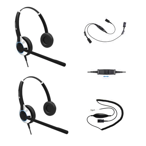 TruVoice Headset Training Solution (Includes 2 x HD-550 Premium Double Ear Headsets with Noise Canceling Microphone,Training Cord and Smart Lead - Works with 99% of Phones with Headset Port)