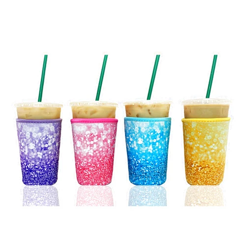 BAXENDALE AND CO Baxendale Iced Coffee Sleeves for Cold Drink Cups - 4 Pack Reusable Neoprene Iced Beverage Cup Sleeve for Hot & Cold Drinks, Compatible with Starbucks Dunkin and more