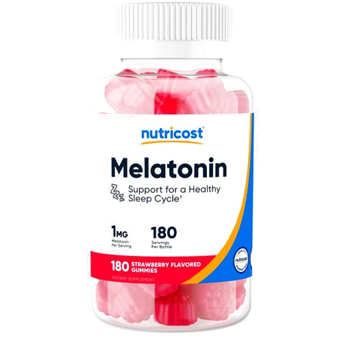 Nutricost Melatonin 1mg, 180 Gummies, Strawberry Flavored - Gluten Free, Non-GMO, No Corn Syrup
