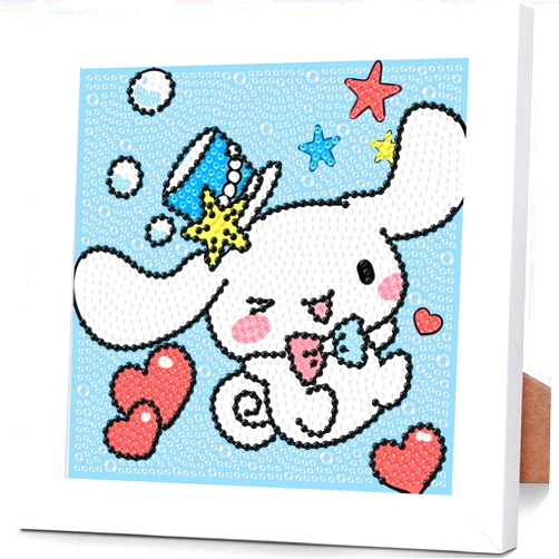 Sretoul Cartoon Diamond Art Kits for Kids with Frame - Kid Diamond Art Painting Kit Cartoon, Cute Gem Arts for Kids Ages 4 6 8 12, Easy DIY Crystal Gem Kits for Children Girls Boys Gifts (7x7 inch)