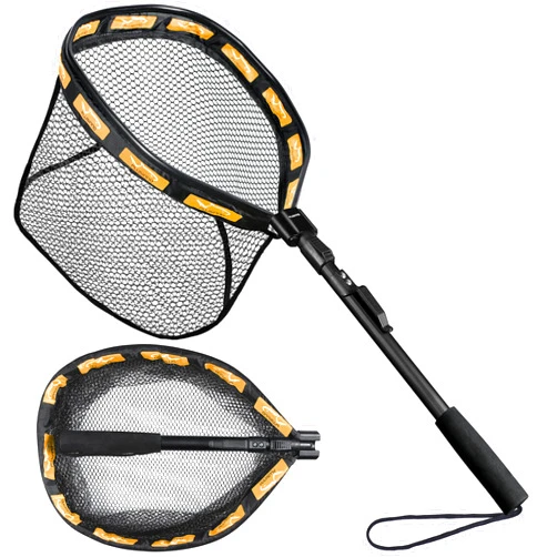 PLUSINNO Floating Fishing Net for Steelhead, Salmon, Fly, Kayak, Bass, Trout Fishing, Catfish, Rubber Coated Landing Net for Easy Catch & Release for Easy Transportation & Storage