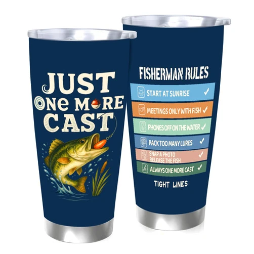 AuraCasa Fishing Gift for Men Dad Angler - Unique Creative Fishing Cup, 20 oz Straight Tumbler, Funny Fisherman Present for Birthday Christmas Fathers Day, Lake Cabin Boating Camping Retirement