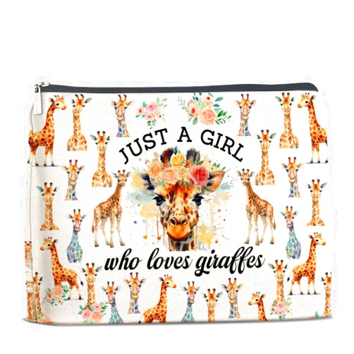 UPNEGE Giraffe Lover Gifts Makeup Bag Just a Girl Who Loves Giraffes Cosmetic Bag Zipper Makeup Pouch Giraffe Gifts