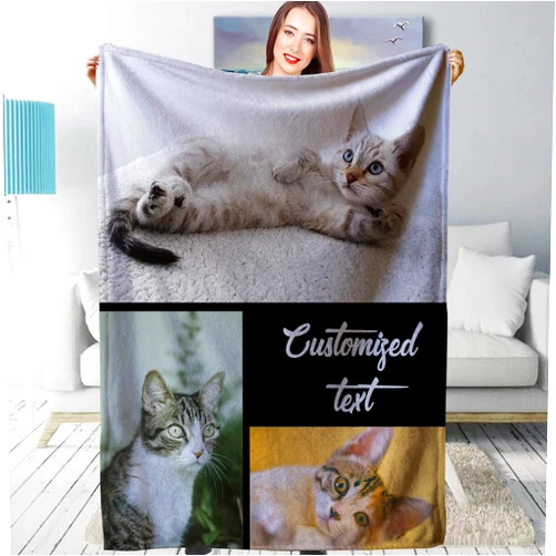 GUWENFENG Customized Blankets with Photos,Personalized Name Blanket,Flannel Blanket Customized,for Couples, Kids, Friends, Dad, Mom, Or Dog，Birthday Wedding Suitable for Family Sofa Bed Bedroom